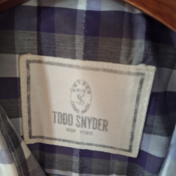 Todd Snyder Gingham Long Sleeve Button Down Shirt Purple/Gray Mens Size 16 - Picture 2 of 7